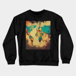 Street art earth map Crewneck Sweatshirt